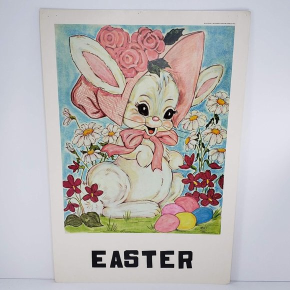 Vintage 1968 Classroom Poster Atrelle Dill Roberta Ross Easter Bunny Holiday